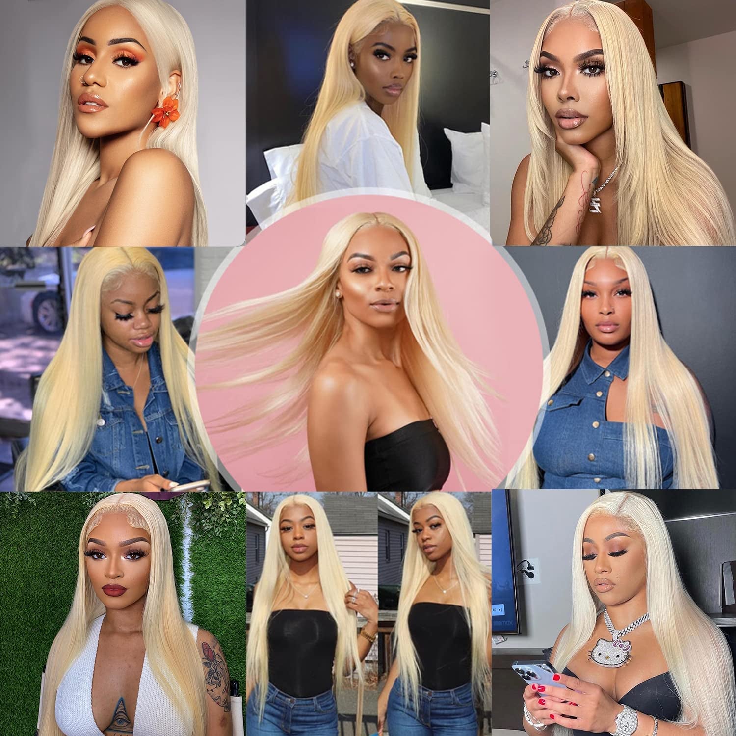 613 Blonde Lace Front Wig - 13X4 HD Transparent Lace, 180% Density, Glueless, Pre-Plucked, 34 Inch Straight Human Hair