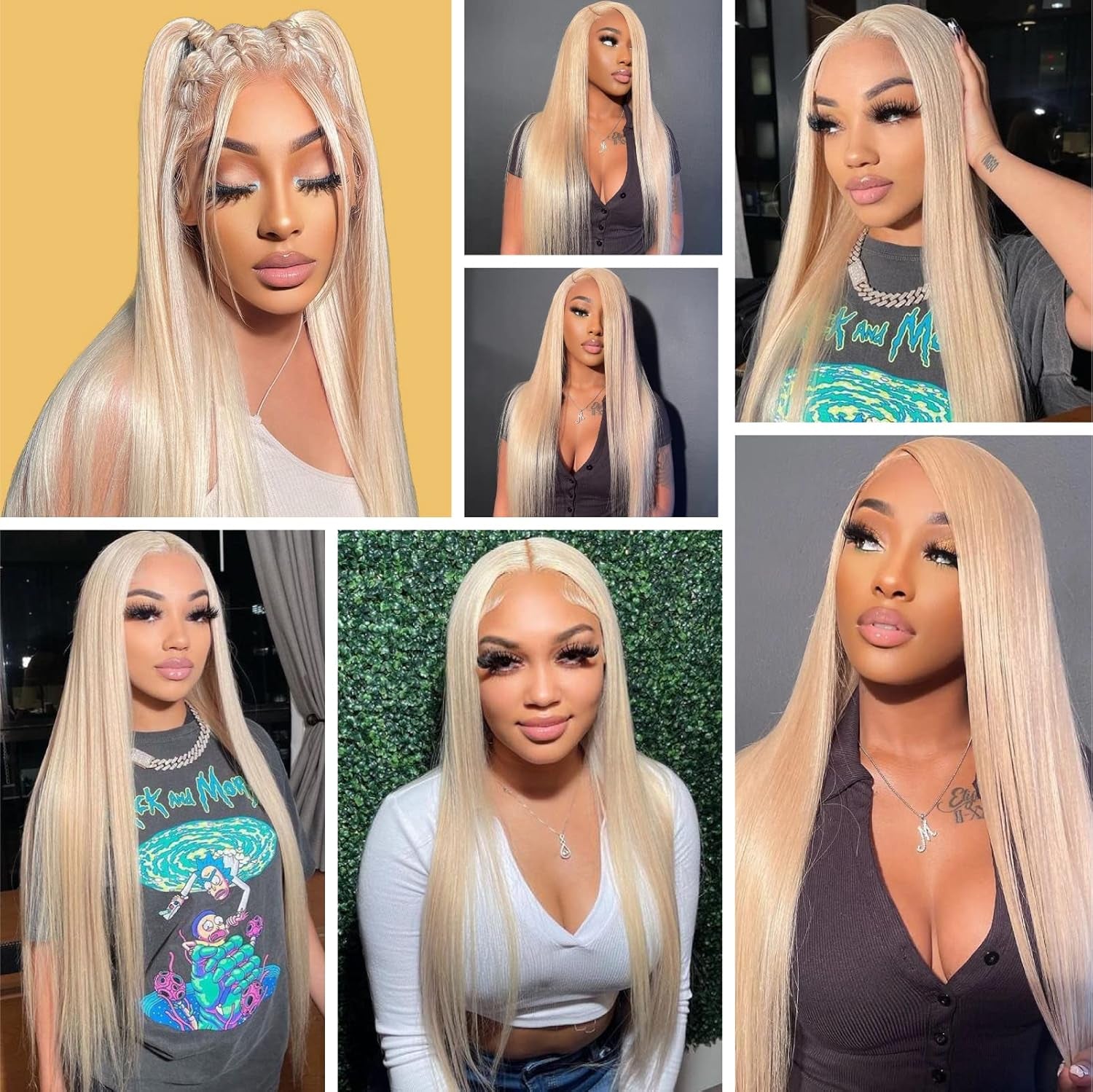 613 Blonde Lace Front Wig - 200% Density, Straight 13X4 Human Hair, 12A Brazilian HD Lace Frontal Wig with Pre-Plucked Baby Hair for Women (22 Inch)