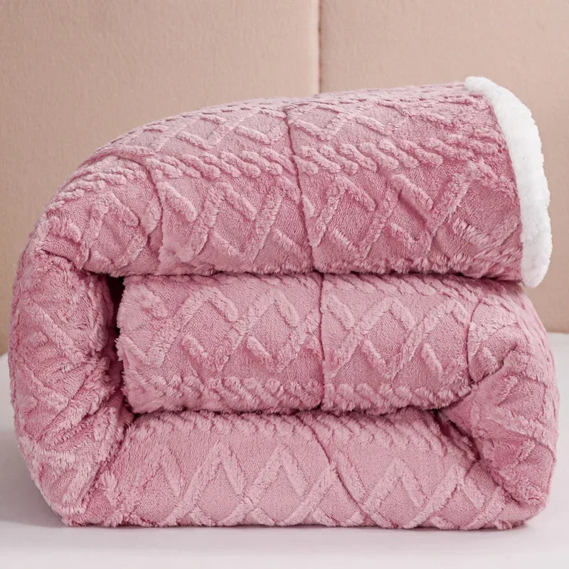 1Pc New Lamb Velvet Quilt Winter Quilt for Bedroom Apartment Winter Warm Thick Pure Color Simple Fashion 120/150/180/200cm