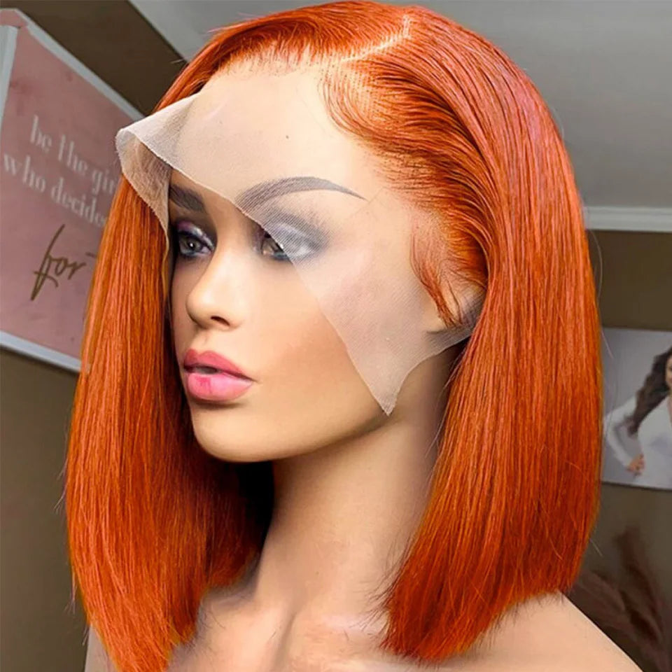 Ginger Bob Wig Lace Front Human Hair Wigs Short Straight Lace Front Wigs Human Hair HD Lace Frontal Wigs Brazilian Hair Wigs