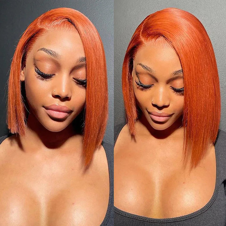 Ginger Bob Wig Lace Front Human Hair Wigs Short Straight Lace Front Wigs Human Hair HD Lace Frontal Wigs Brazilian Hair Wigs