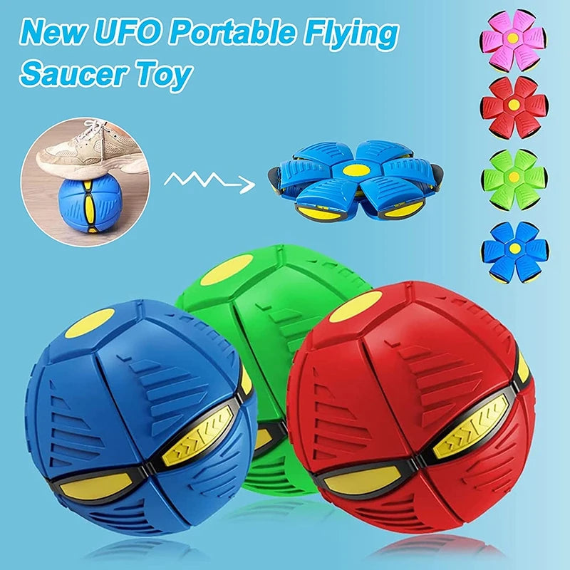 Magic UFO Deformation Rebound Stomp Ball Outdoor Flying Saucer Ball for Dogs Pet Toy Decompression Gift Parent-child Interactive