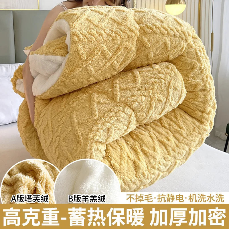 1pc Imitation Lamb's Fleece Quilt Winter Thickened Warm Plush Comforter Home Dormitory Single Double Queen Duvet Blanket for Bed