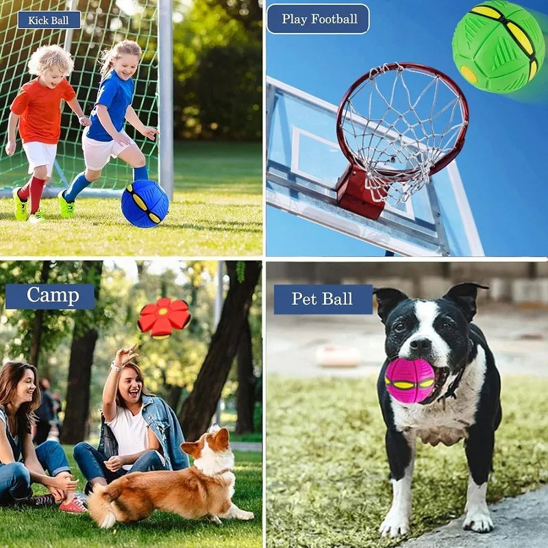 Magic UFO Deformation Rebound Stomp Ball Outdoor Flying Saucer Ball for Dogs Pet Toy Decompression Gift Parent-child Interactive