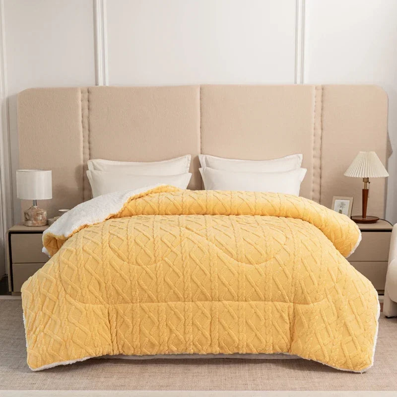 1Pc New Lamb Velvet Quilt Winter Quilt for Bedroom Apartment Winter Warm Thick Pure Color Simple Fashion 120/150/180/200cm