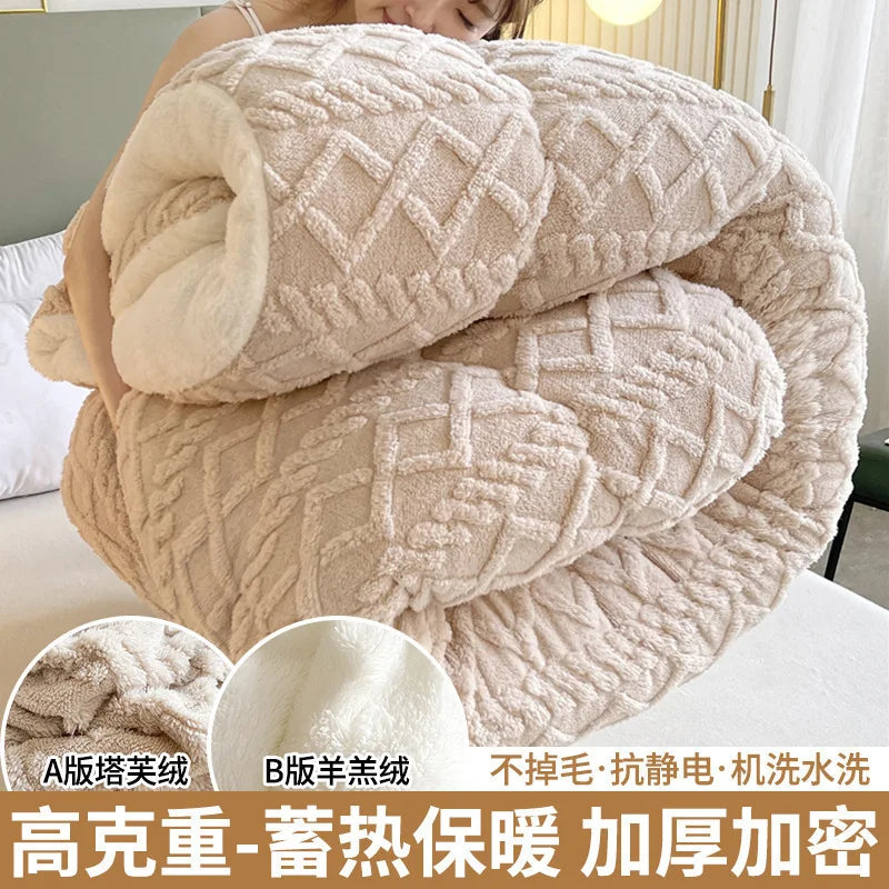 1pc Imitation Lamb's Fleece Quilt Winter Thickened Warm Plush Comforter Home Dormitory Single Double Queen Duvet Blanket for Bed