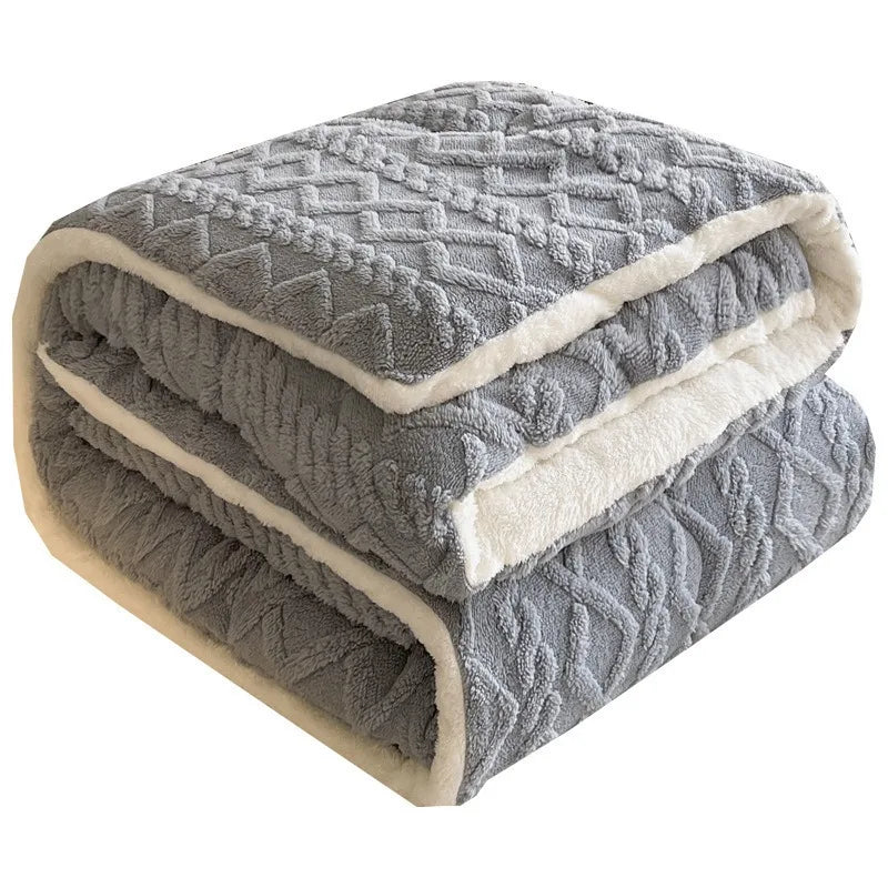 1pc Imitation Lamb's Fleece Quilt Winter Thickened Warm Plush Comforter Home Dormitory Single Double Queen Duvet Blanket for Bed