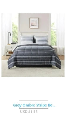 Grey Ombre Stripe Bedding Set Comforter Pillow Shams Sheets Storage Bag Polyester Washable Queen King Twin Full Soft Reversible